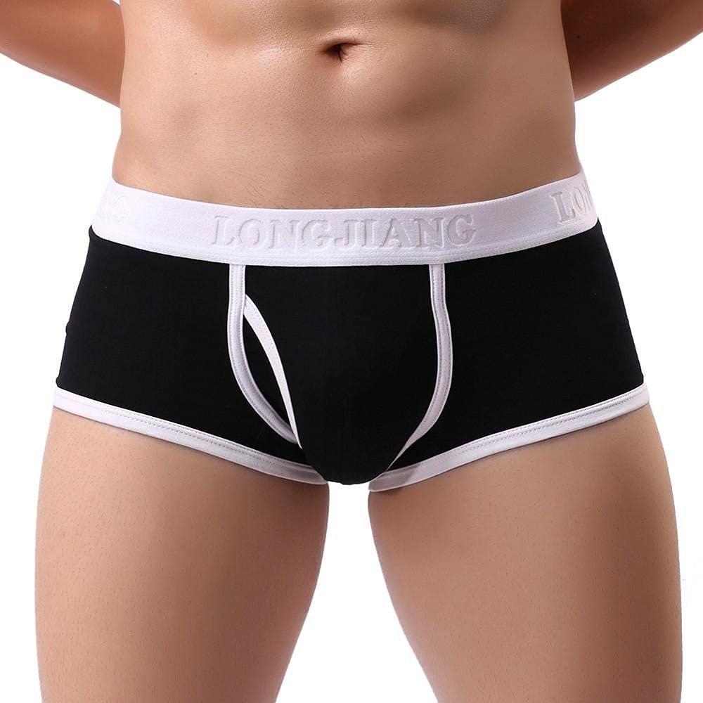 Mens Underwear Soft Breathable Briefs Bulge Pouch Athletic Supporter Trunks Comfort Stretch Shorts Underpants Black