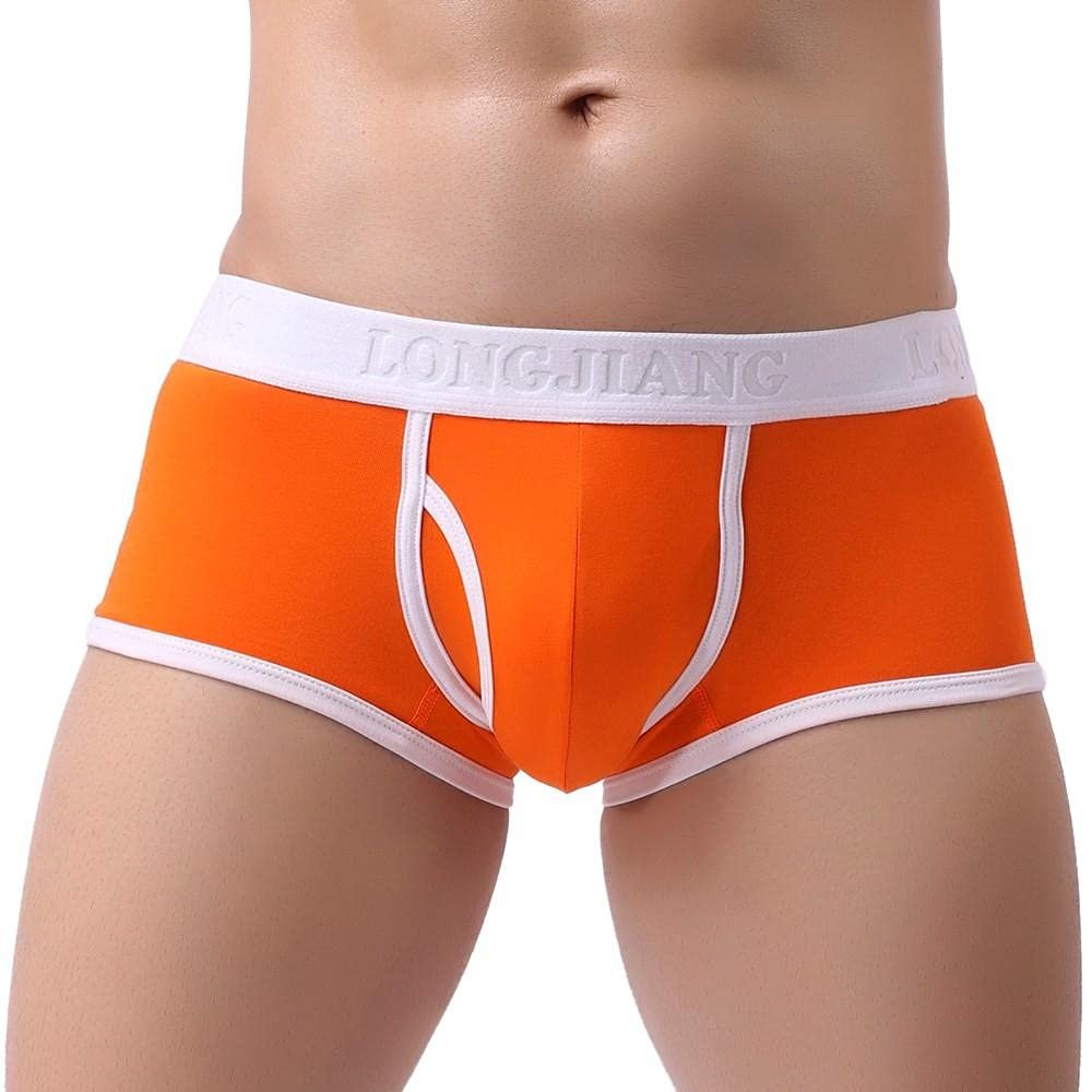 Mens Underwear Soft Breathable Briefs Bulge Pouch Athletic Supporter Trunks Comfort Stretch Shorts Underpants Orange