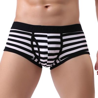 Mens Striped Underwear Soft Breathable Briefs Bulge Pouch Athletic Supporter Trunks Comfort Stretch Shorts Underpants Black