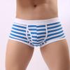 Mens Striped Underwear Soft Breathable Briefs Bulge Pouch Athletic Supporter Trunks Comfort Stretch Shorts Underpants Blue view 4