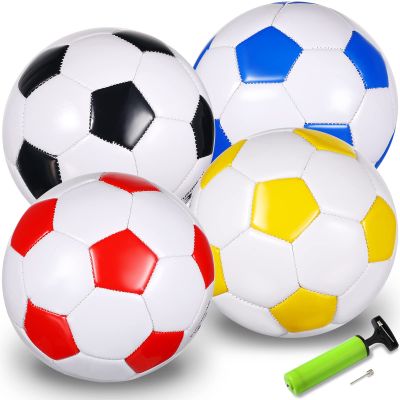 HyDren 4 Pack Soccer Ball with Pump Colorful Outdoor and Indoor Sports Activity Anti Explosion Classic Design for Spring Training Practice Ball(Size 2)