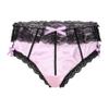 Hedmy Mens Sissy Panties Satin Frilly Lace Cheeky Knickers Feminine Briefs Crossdress Underwear Pink Medium view 1