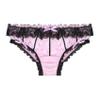 Hedmy Mens Sissy Panties Satin Frilly Lace Cheeky Knickers Feminine Briefs Crossdress Underwear Pink Medium view 2