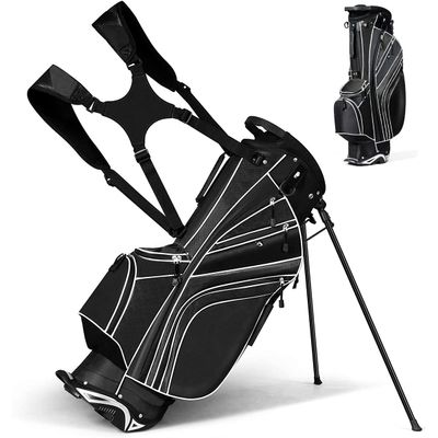 Renatone Golf Stand Bag, Lightweight Organized Golf Bag w/ 6 Way Dividers, 7 Pockets & Padded Dual Straps, Easy to Carry Golf Club Bag for Men & Woman (Black)