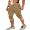 MAGCOMSEN Mens Slim Fit Cotton Athletic Gym Shorts 3/4 Capri Long Running Workout Joggers with Zipper Pockets Khaki 32 view 1