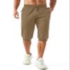 MAGCOMSEN Mens Slim Fit Cotton Athletic Gym Shorts 3/4 Capri Long Running Workout Joggers with Zipper Pockets Khaki 32 view 2
