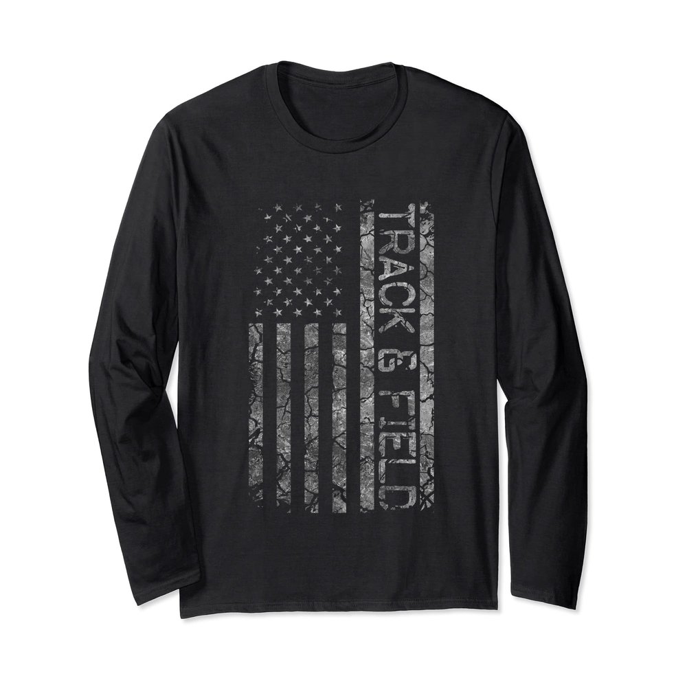 Vintage American Flag Track And Field Runner Running Team Long Sleeve T-Shirt