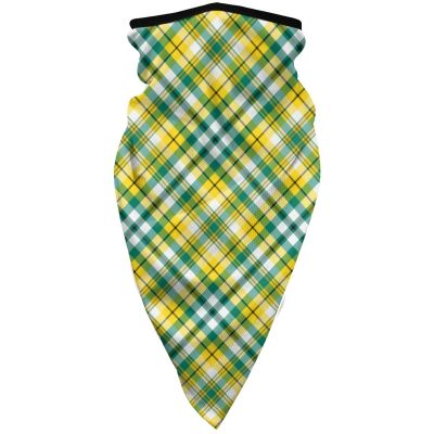Neck Gaiter Face Mask Bright Green and Yellow Gold Sporty Plaid Scarf Cover Sun Bandanas for Fishing Sports