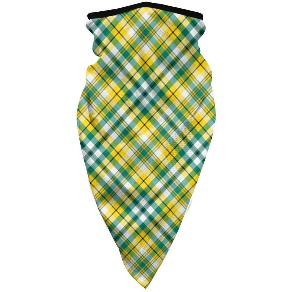Neck Gaiter Face Mask Bright Green and Yellow Gold Sporty Plaid Scarf Cover Sun Bandanas for Fishing Sports
