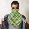 Neck Gaiter Face Mask Bright Green and Yellow Gold Sporty Plaid Scarf Cover Sun Bandanas for Fishing Sports view 4