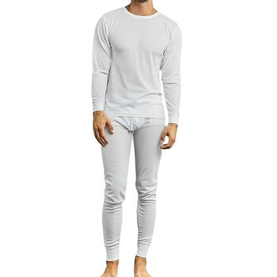 Galaxy by Harvic Men's Thermal Shirt Pants, Cotton Polyester, Underwear Crew Neck Long Sleeve Shirt, Soft, Top Bottom Sets White