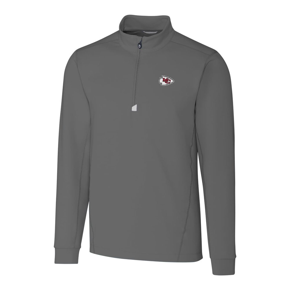 Cutter & Buck Men's Gray Kansas City Chiefs Big & Tall Traverse Half-Zip Pullover Jacket