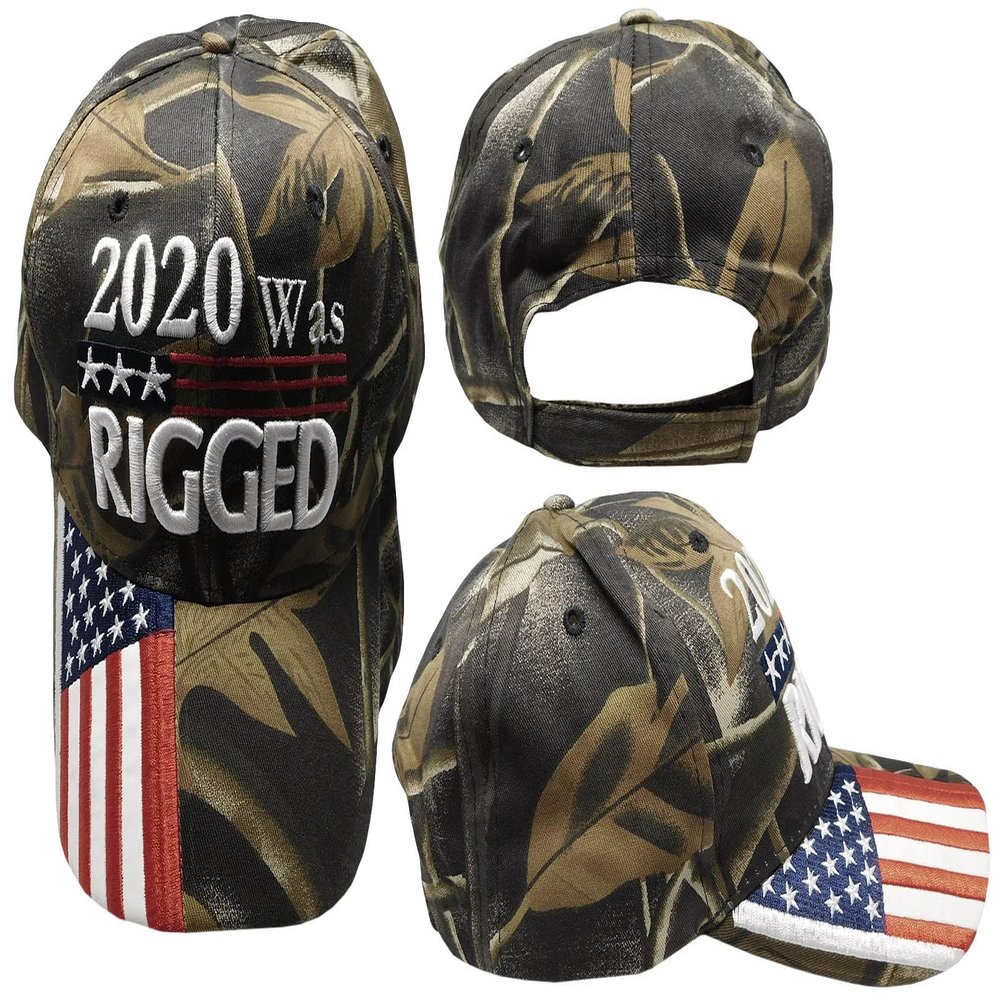2020 was Rigged USA Flag On Bill Real Tree Camouflage Camo 100% Cotton Adjustable Embroidered Hat Cap