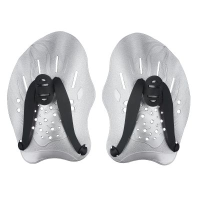 Grstltd Swimming Paddles for Hands, Swim Training Hand Paddles with Adjustable Straps for Adults and Kids Unisex Professional Swimming Accessories (1 Pair, Silver)