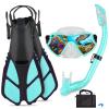 AosDero Kids Snorkeling Set Adjustable Swimming Kids Flippers+Panoramic Snorkel Mask+ Dry Snorkel Tube+ Travel Bags Suitable Snorkeling Gear for Kids,Juniors,Age 5-14 view 1