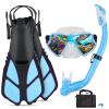 AosDero Kids Snorkeling Set Adjustable Swimming Flippers+Panoramic Snorkel Mask+ Dry Snorkel Tube+ Travel Bags Suitable Snorkeling Gear for Kids,Juniors,Age 5-14 view 1