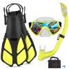 AosDero Kids Snorkeling Set - Adjustable Kids Flippers + Panoramic Snorkel Mask + Dry Snorkel Tube + Travel Bags - Suitable Snorkeling Gear for Ages 5-14 view 1