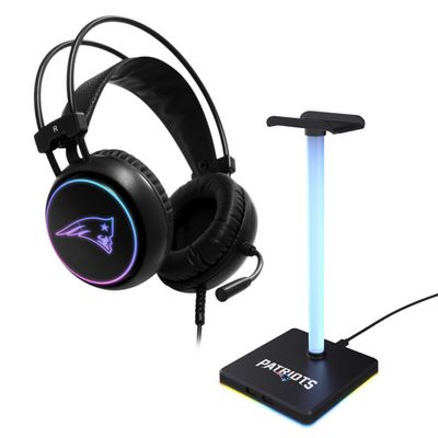 SOAR NFL LED Gaming Headset and Stand, New England Patriots