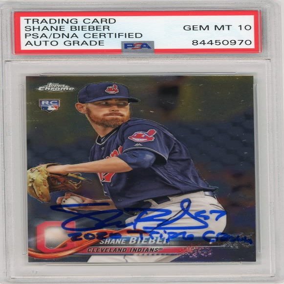 Shane Bieber 2018 Topps Chrome Update Rookie 2020 Triple Crown Autograph PSA/DNA 10