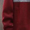 tuduoms Sweaters Mens Fleece Lined Slim Full Zip Knitted Jacket Thick Cardigan Coat Color Block Long Sleeve Fashion Knitwear view 3