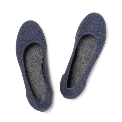 Frank Mully Womens Ballet Flat Shoes Knit Dress Shoes Round Toe Slip On Ballerina Flats for Woman Low Wedge Comfort Soft Navy Blue, 6