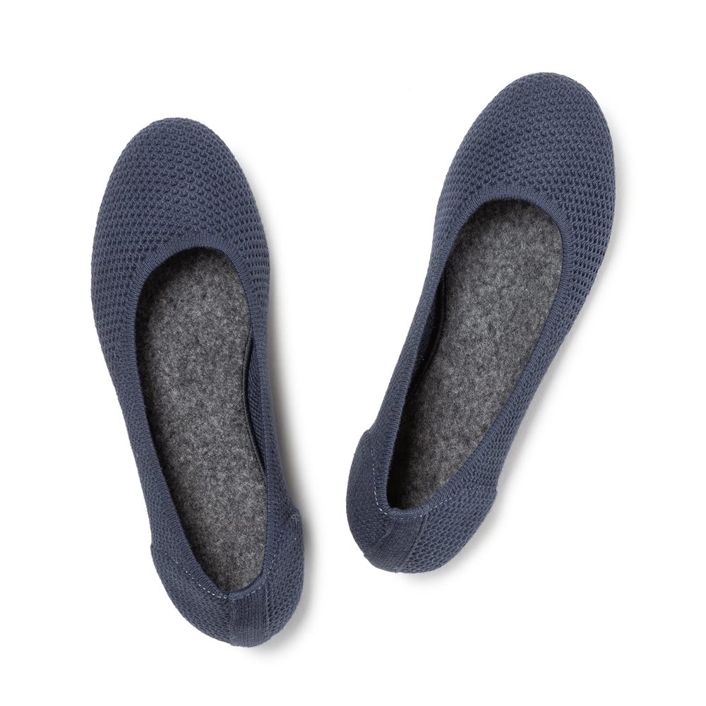 Frank Mully Womens Ballet Flat Shoes Knit Dress Shoes Round Toe Slip On Ballerina Flats for Woman Low Wedge Comfort Soft Navy Blue, 6