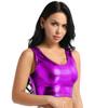 Moggemol Women's Shiny Metallic Sleeveless Crop Tops Party Rave Dance Tank Shirt Clubwear Dancewear Metallic,Purple One Size view 2