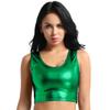 Moggemol Women's Shiny Metallic Sleeveless Crop Tops Party Rave Dance Tank Shirt Clubwear Dancewear Green,Metallic One Size view 1