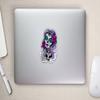 Sugar Skull Gril Teal Purple Day of The Dead Vinyl Sticker (3 inches Tall) view 2