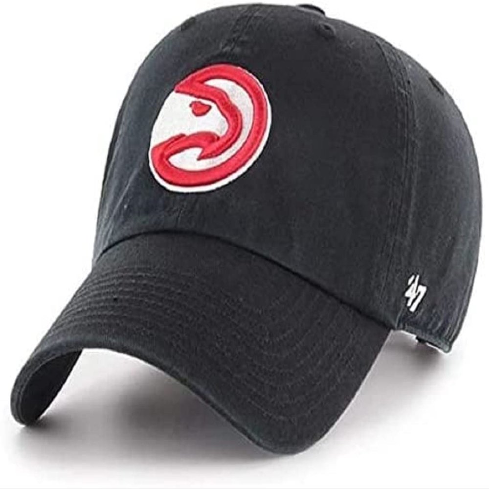 47 NBA Alternate Clean Up Adjustable Hat, One Size Fits All (Atlanta Hawks Black)