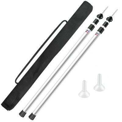 Set of 2 Waterproof Cloth Rod, 230CM Telescopic Aluminium Tent Tarp Poles Portable Beach Shelter Tarp Awning Pole Adjustable Telescoping with Rubber Cap for Camping