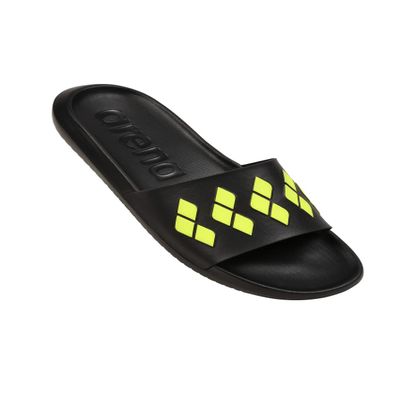 ARENA Urban Slide Sandals Pool Flip Flops, Diamonds Black/Lime, 7