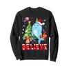 Believe Cute Christmas Santa Narwhal Unicorn Of The Sea Kids Sweatshirt view 1
