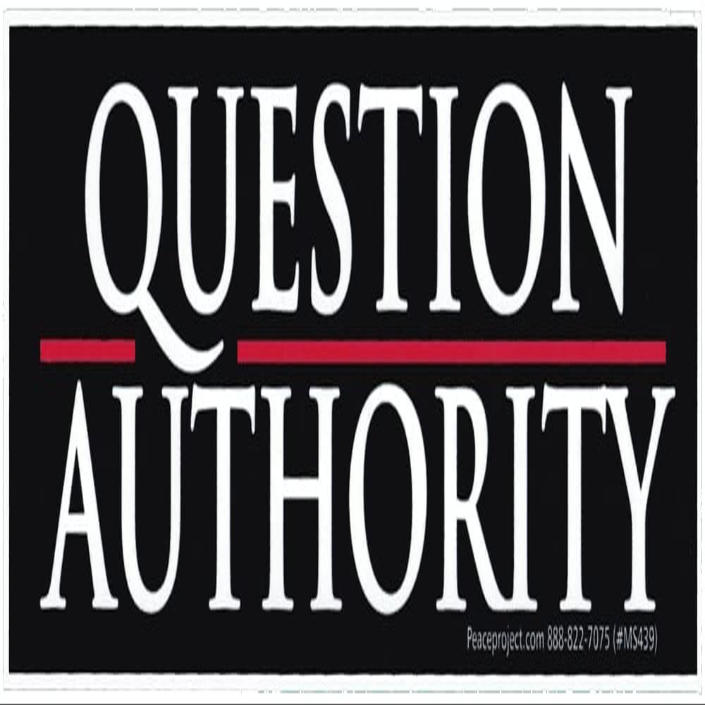 Question Authority Small Laptop Car Bumper Sticker Water Bottle Decal 5.75-by-1.75 Inches (Sticker)