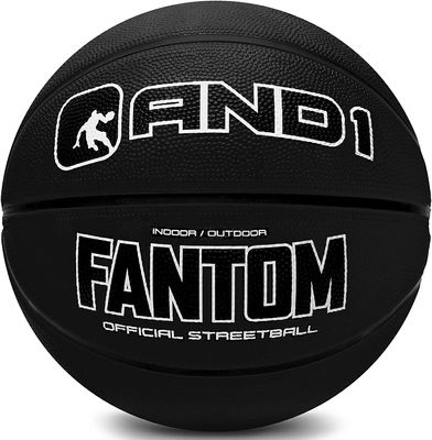 AND1 Fantom Rubber Basketball - Official Size Streetball, Made for Indoor and Outdoor Basketball Games - Sold Deflated (Pump NOT Included), Black, Size 7