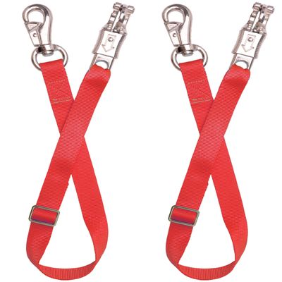 Adjustable Trailer Tie 2 Pack-Horse Trailer Nylon Strap TieAdjusted from 25 to 37 (Red)
