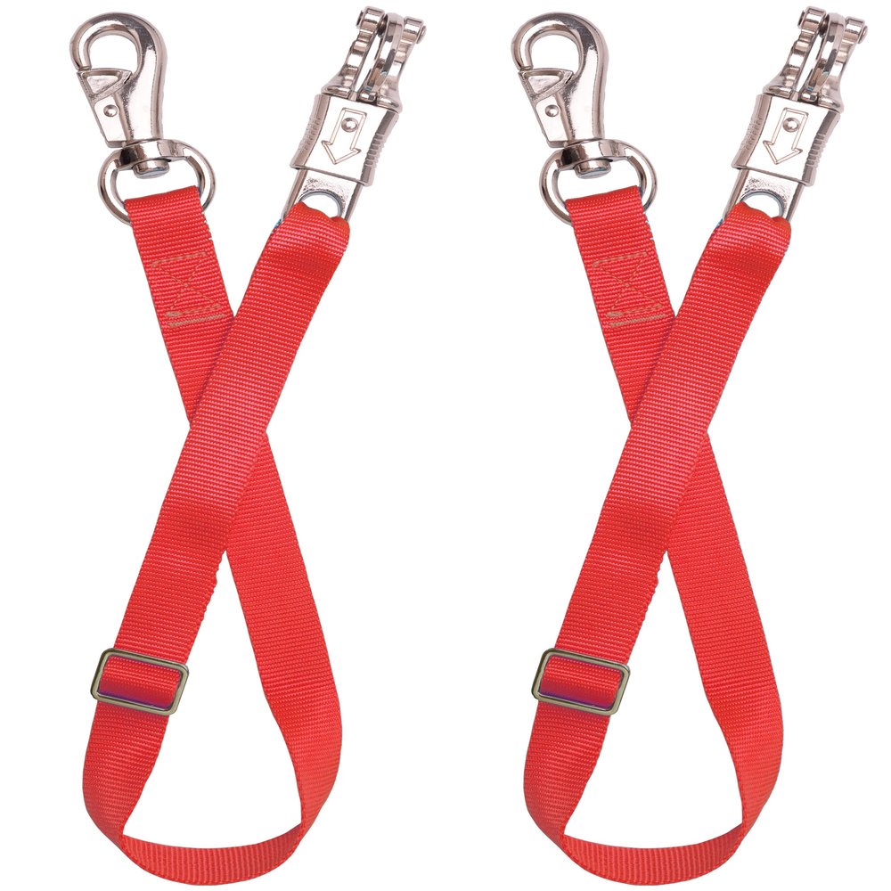 Adjustable Trailer Tie 2 Pack-Horse Trailer Nylon Strap TieAdjusted from 25 to 37 (Red)