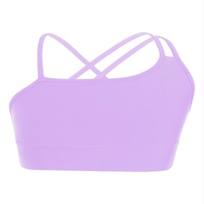 Kaerm Little Big Girls Solid Racer Back Dance Top Bra for Dance/Workout/Gymnastics Sports Bra Purple J 7-8