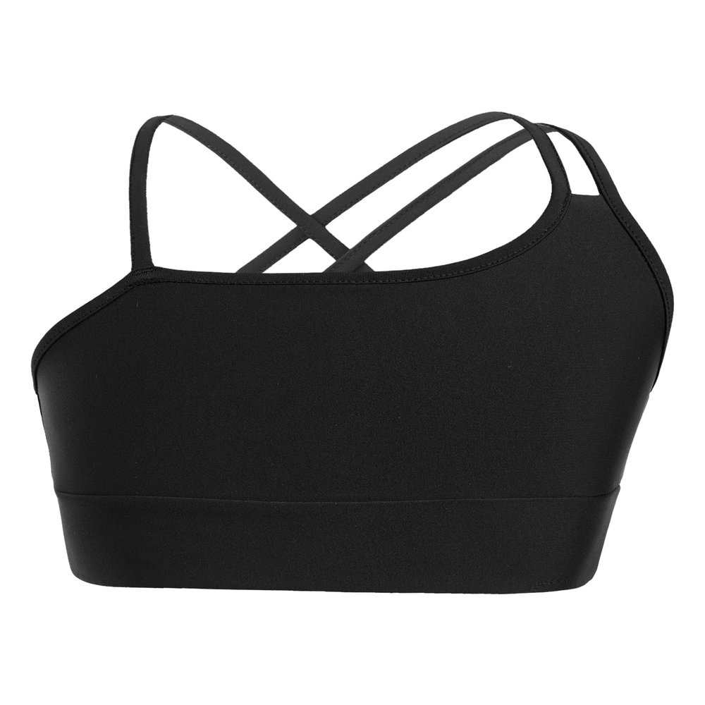 Kaerm Little Big Girls Solid Racer Back Dance Top Bra for Dance/Workout/Gymnastics Sports Bra Black J 7-8