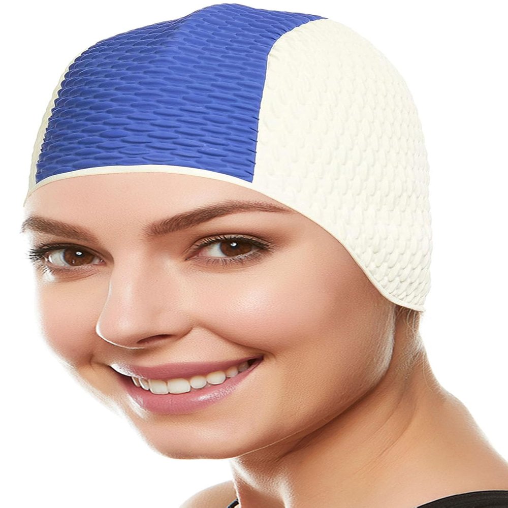 BEEMO Swimming Caps for Women Two-Tone - Navy