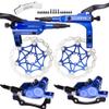 JFOYH 4-Piston MTB Hydraulic Brake Set with 160mm Floating Disc Rotors, Front and Rear Hydraulic Disc Brake Kit for MTB(Pre-Bled, Left-Front/Right-Rear)-Blue view 1