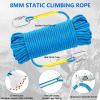 NTR Orange/Black/Blue Climbing Rope 10M(32ft) 20M(64ft) 30M(96ft) 50M(160ft), 8MM Static Rock Climbing Rope with 2 Steel Hooks, Rappelling Rope for Outdoor, Hiking Safety Escape Rope, Rescue Parachute view 4