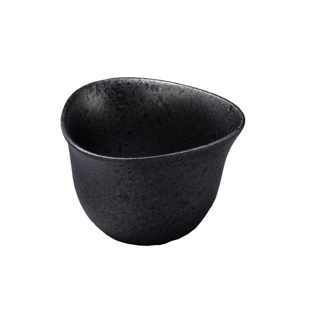 Kawanami Shoten Triangular Deep Small Bowl, Musubi Cup, Won't Break When Droped, Looks Like Ceramic, Aluminum, Lightweight, Black Glaze, Extra Large, Outdoor, Camping, Repositionable