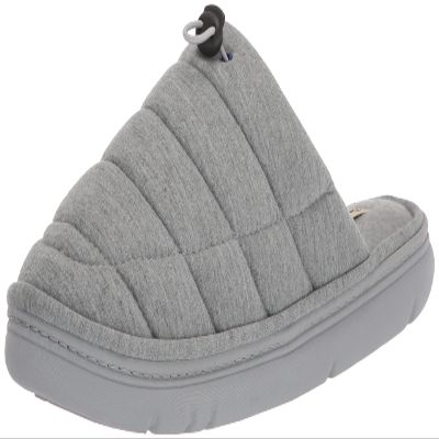 Dearfoams Men's Austin Quilted Memory Foam Sweatshirt Scuff Slipper, Light Heather Grey, Small