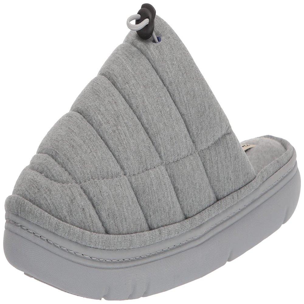Dearfoams Men's Austin Quilted Memory Foam Sweatshirt Scuff Slipper, Light Heather Grey, Small