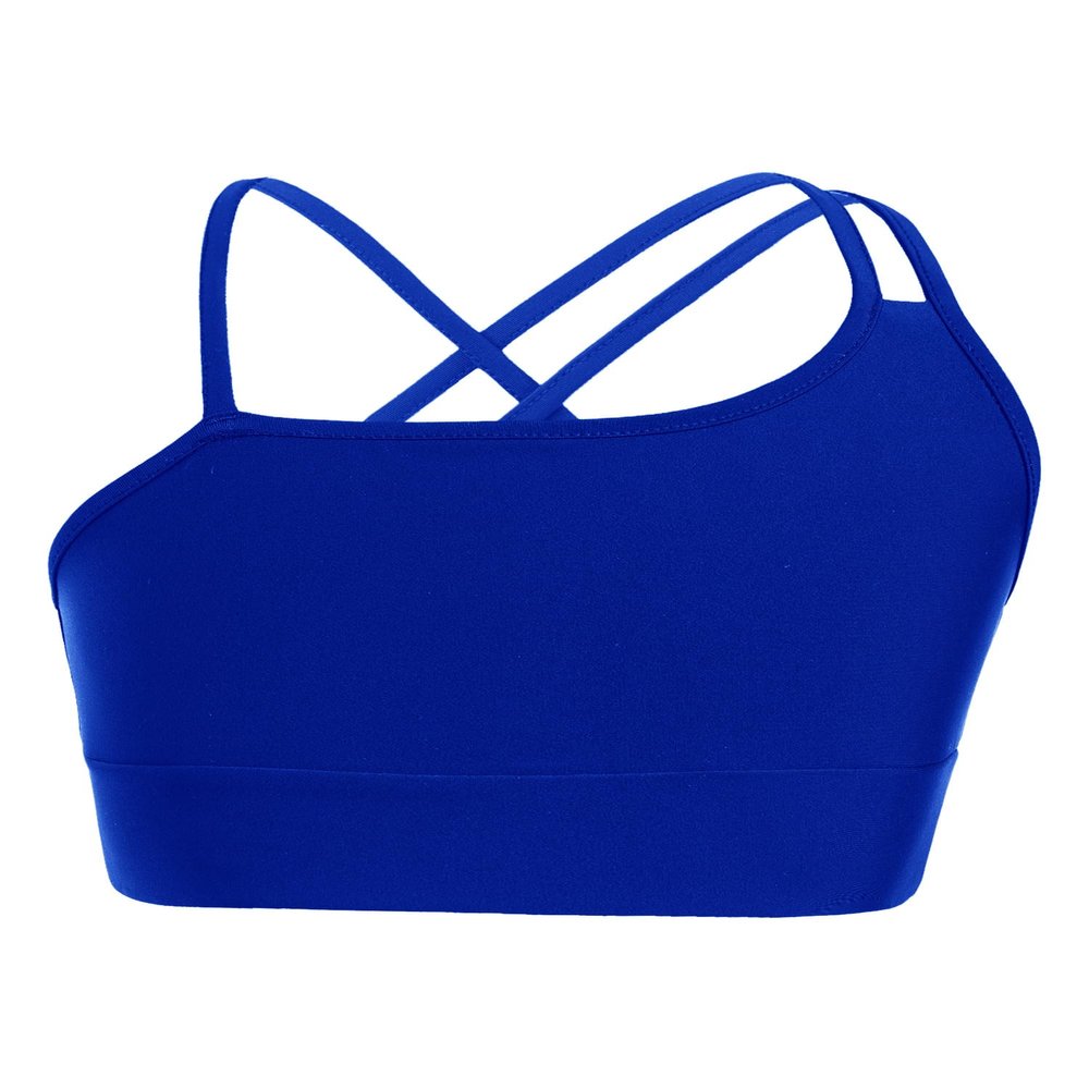 Kaerm Little Big Girls Solid Racer Back Dance Top Bra for Dance/Workout/Gymnastics Sports Bra Royal Blue J 7-8