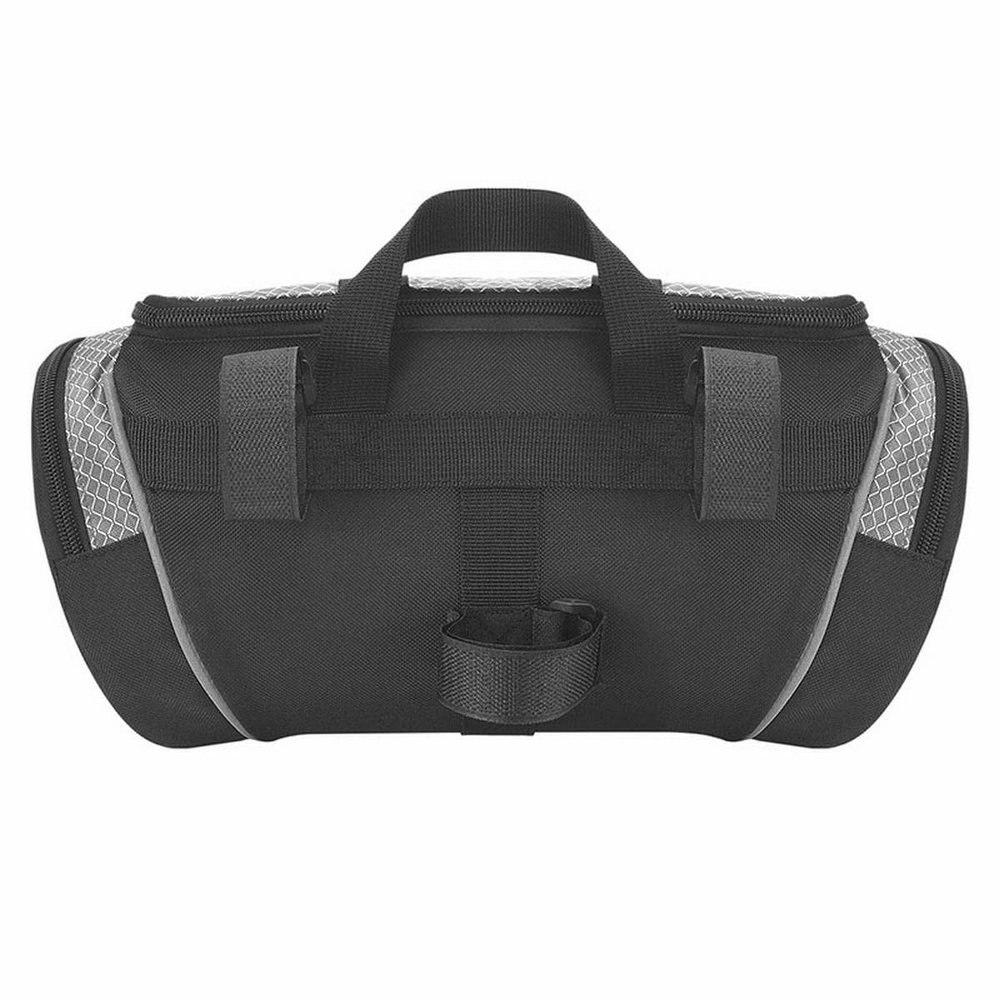 Classic Bicycle Handlebar Bag 5L Front Bar Pannier Cycling Headstock Basket Hand Carry Pouch W/Shoulder Belt 11494 (Size : Black Grey)