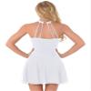 YOOJOO Women Girls Sleeveless Halter Figure Ice Skating Dress Rhinestone Gymnastic Dance Leotard Competition Costume White B XX-Large view 3