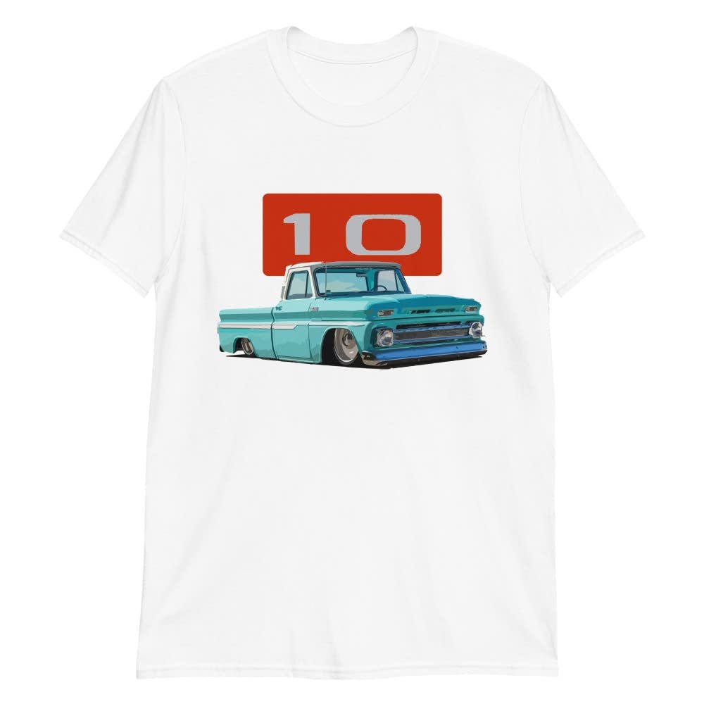 JG Infinite 1966 Chevy C10 Slammed Antique Pickup Truck Club Show Short-Sleeve Unisex T-Shirt White