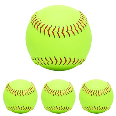 GKK Softballs 4 Pack Sports Practice Softballs 12 Inch Slow Pitch Official Size and Weight Softball Autograph Softball Training Ball for Games, Soft Toss, Batting, Fielding, Hitting, Pitching